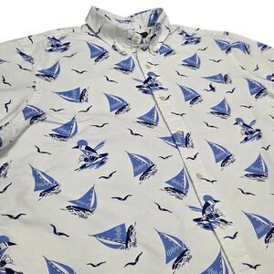 Polo Ralph Lauren Mens 2XL Button Down Shortsleeve Bear Sail Surf Bear‎ Hawaiian